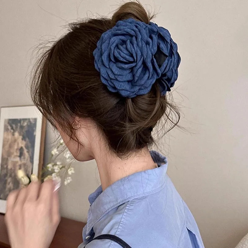 Französische Stoffrosenblüten-Haarspangen für Frauen und Mädchen, Haarspangen, Haarclips, Haaraccessoires, Geschenk