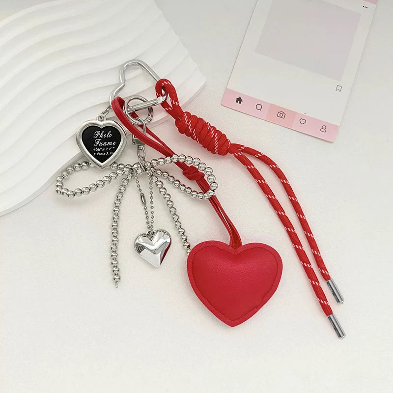 Bow & Heart Braided Bag Charm