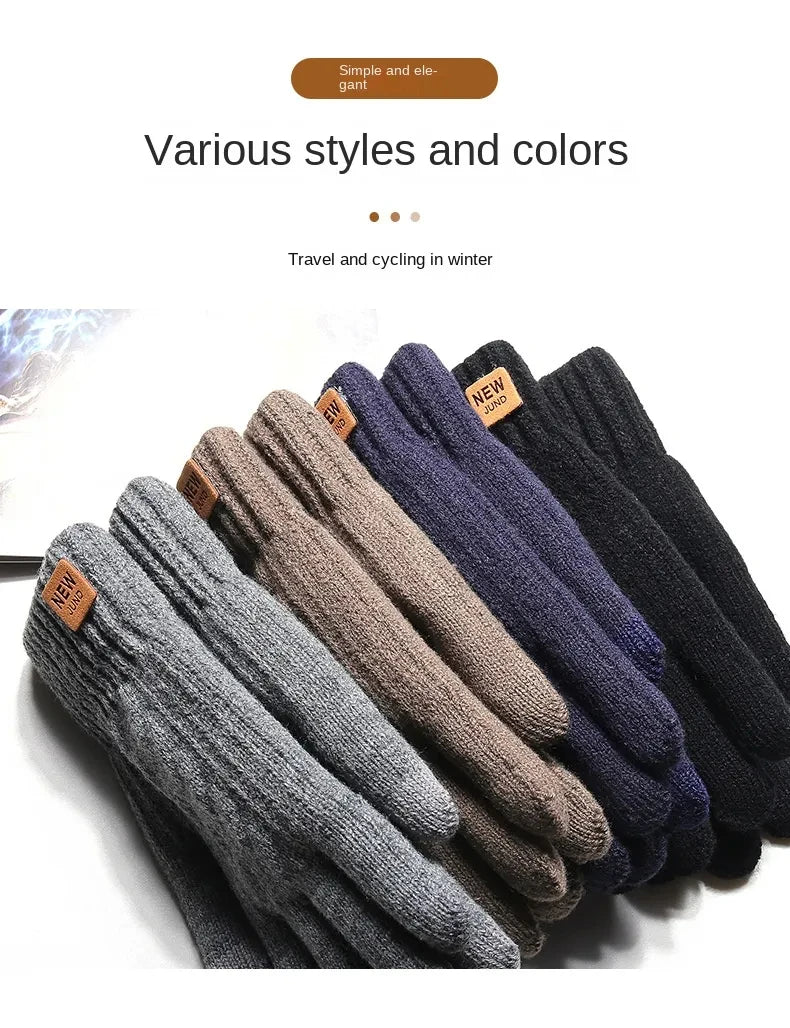 Unisex Lined Knit Winter Gloves