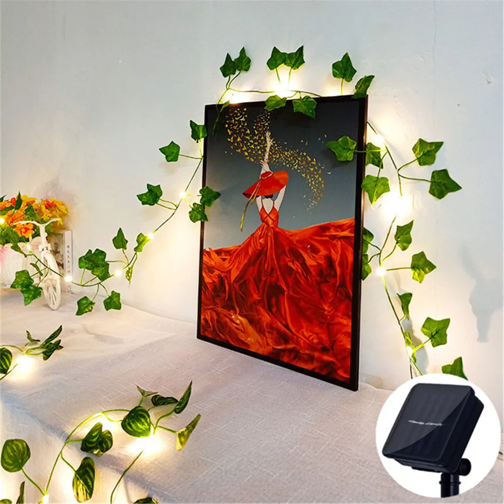 2/5/10M Solar Sunflower Light String Outdoor Fairy Lamp 8 Mode Artificial Plant Leaf for Wedding Camping Garden Fence Decoration
