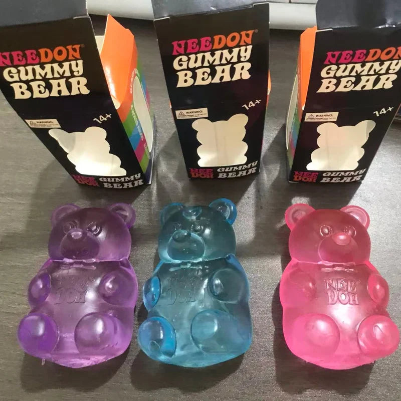 Nee Doh Cute Bear Maltose Dough Squeeze Toy - Colorful Sensory Fidget Toy & Desk Decor Gift