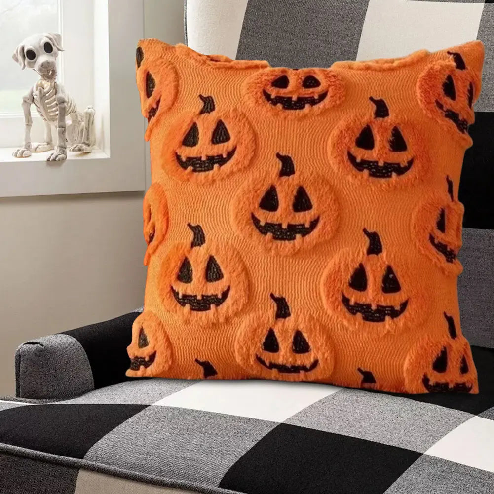 Halloween Pillowcase - Pumpkin, Bat & Ghost Cartoon Design, Plush PV Velvet, 45x45cm, 21 Styles