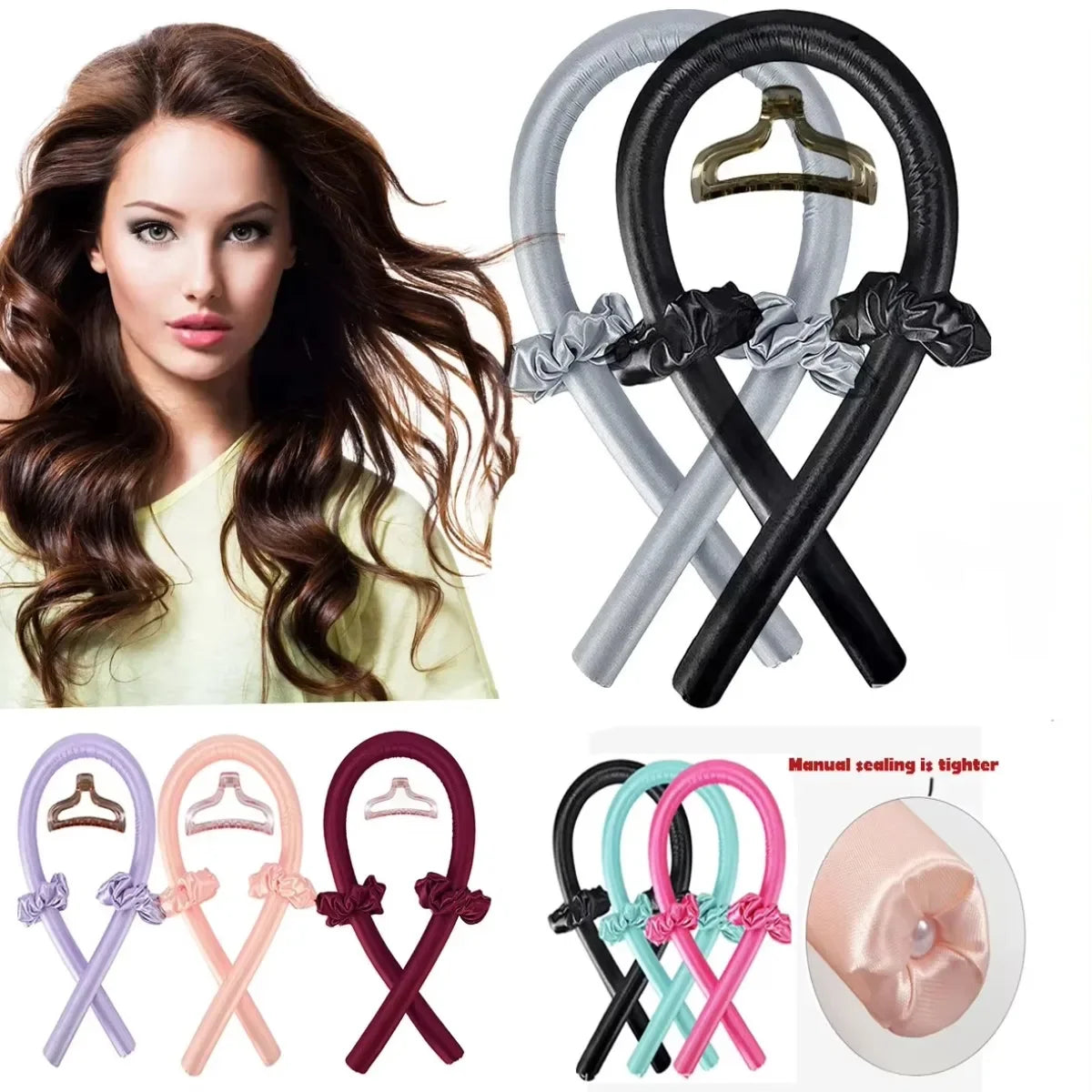 Heatless Curling Rod Headband – No-Heat Soft Curler with Scrunchies