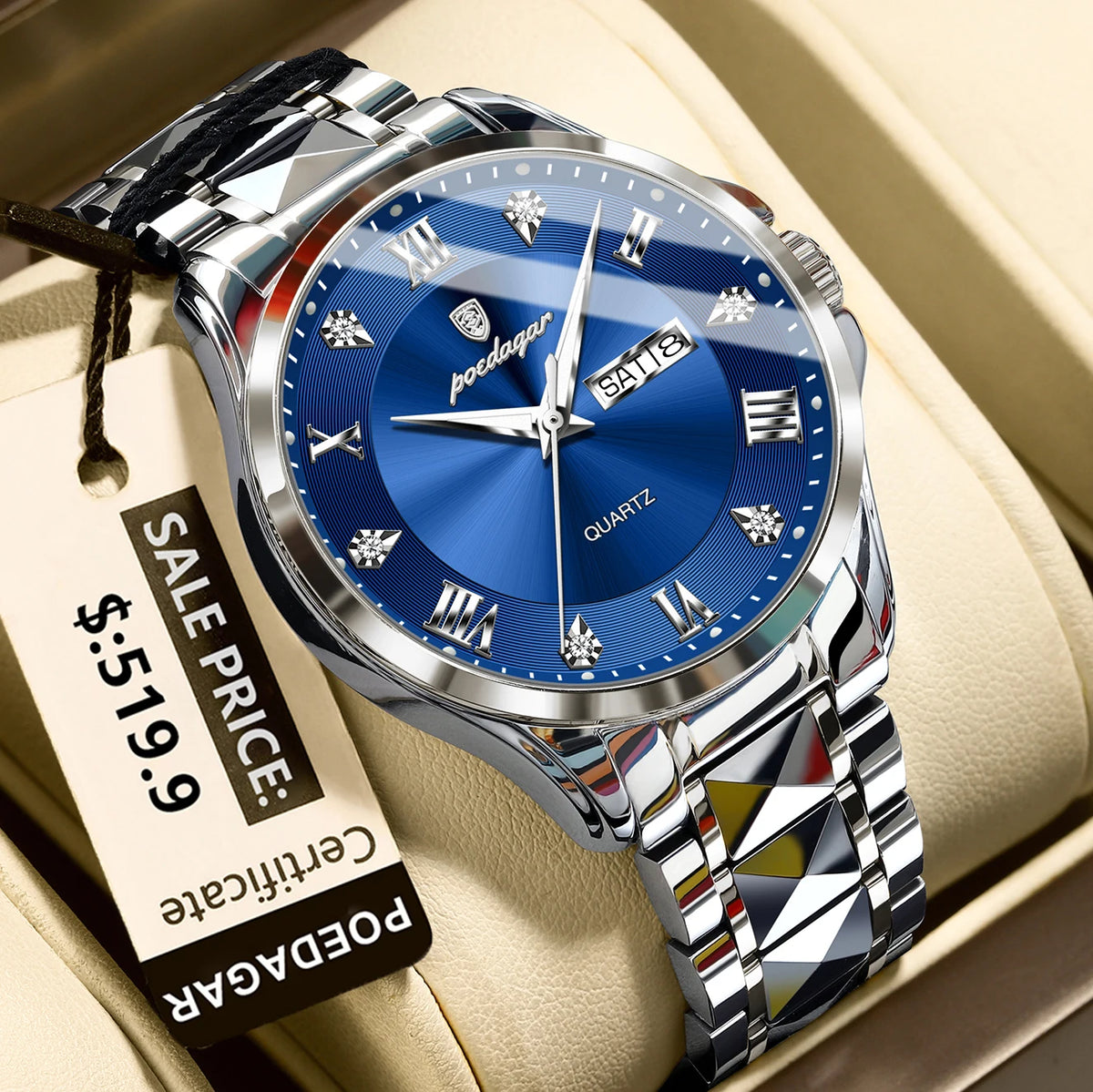POEDAGAR 883 Men’s Day-Date Quartz Watch