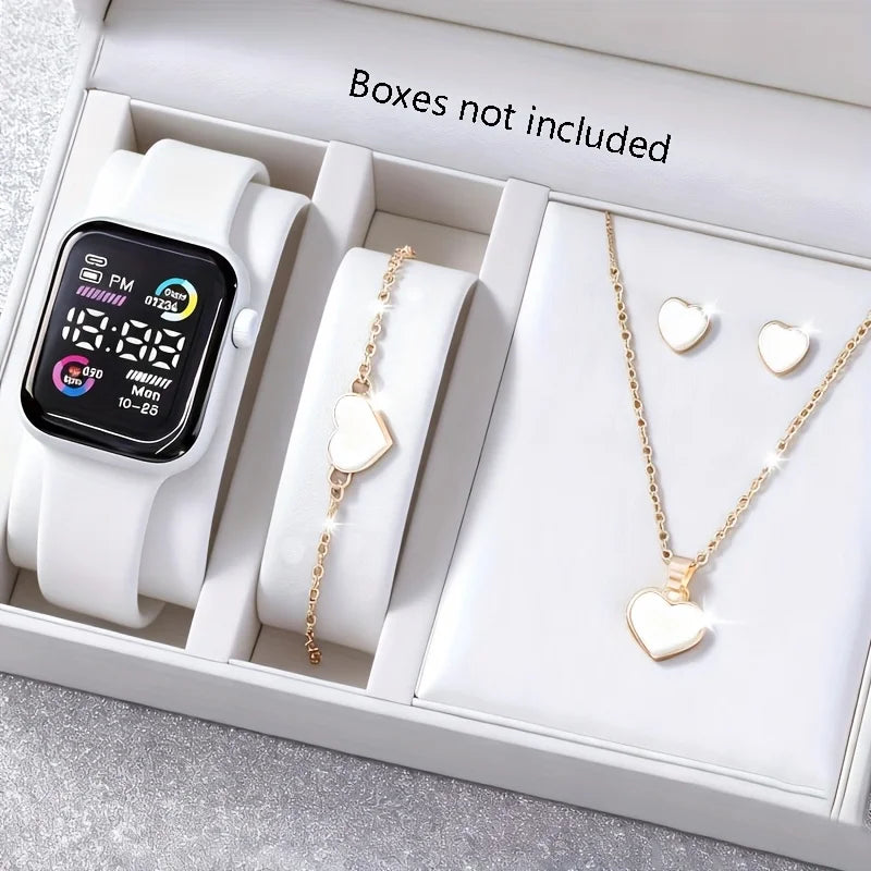 Digital Watch & Jewelry Accessory Set – 5 or 6 Pieces