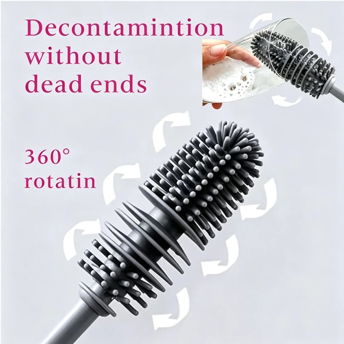 Long-Handle Silicone Bottle & Cup Cleaning Brush