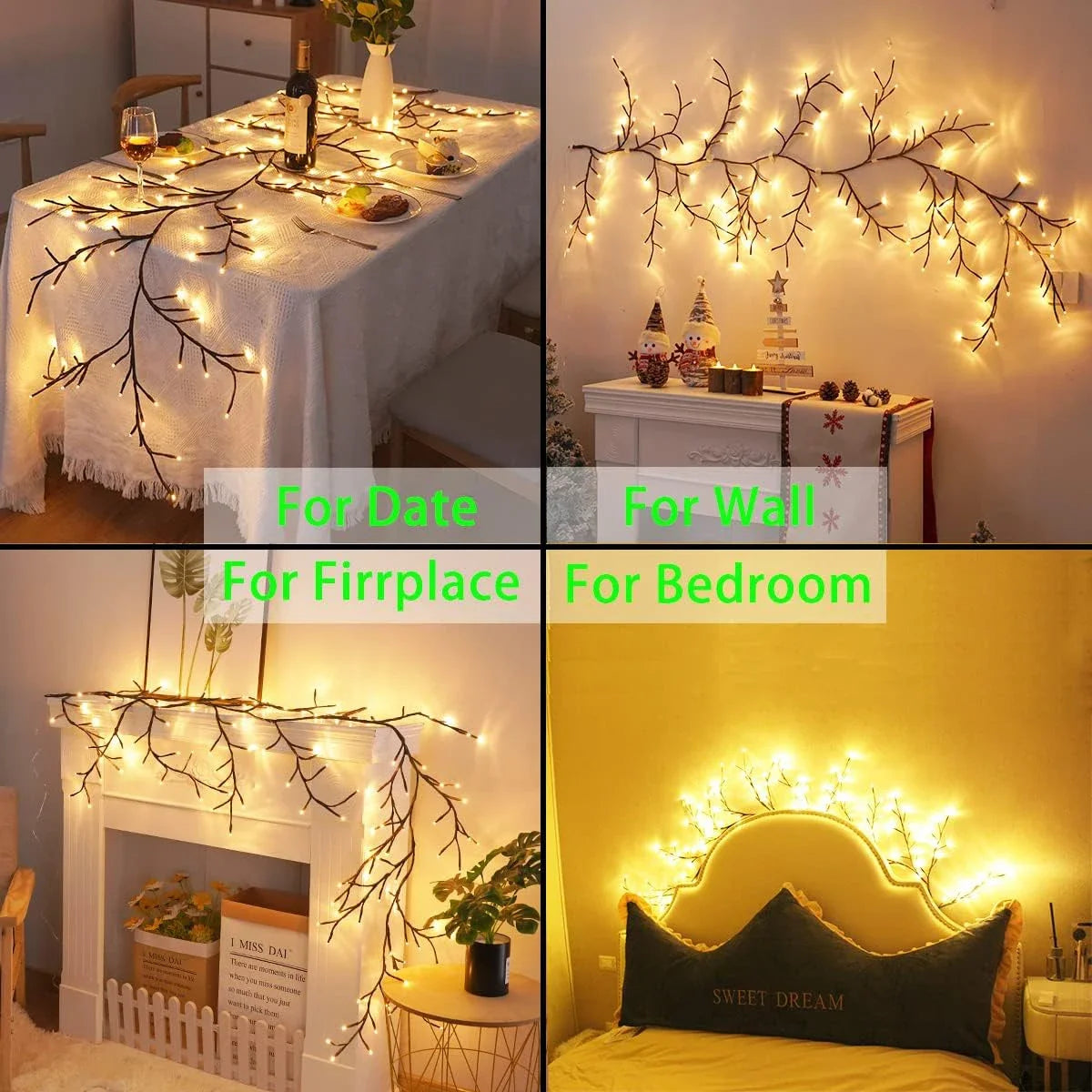 USB Willow Vine Branch Lights – Warm White, 72–144 LEDs