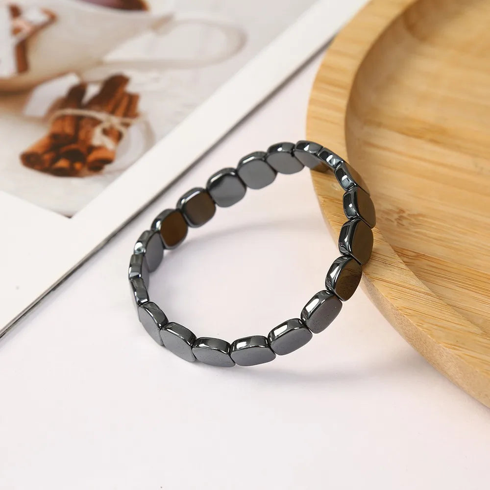 Men's Black Beaded Stretch Bracelet