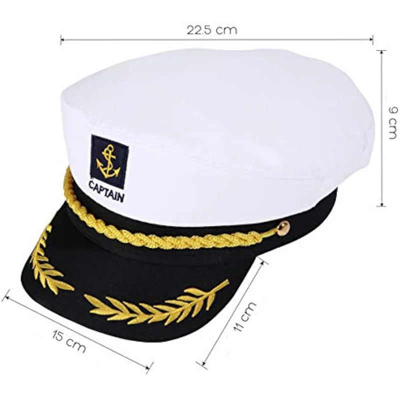Captain's Yacht Hat – Adjustable, Gold Rope Trim, 3 Colors