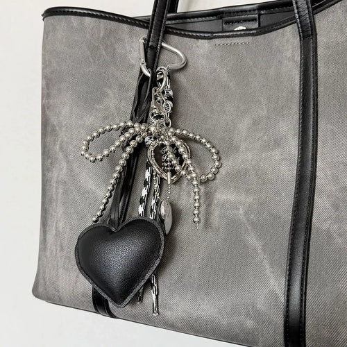 Bow & Heart Braided Bag Charm