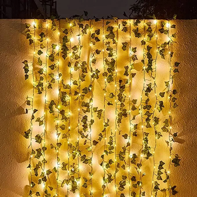 Solar String Light Artificial Leaf Flower Light Garland Decoration Outdoor Room Curtain Lamp Wedding Party Garden Solar Light