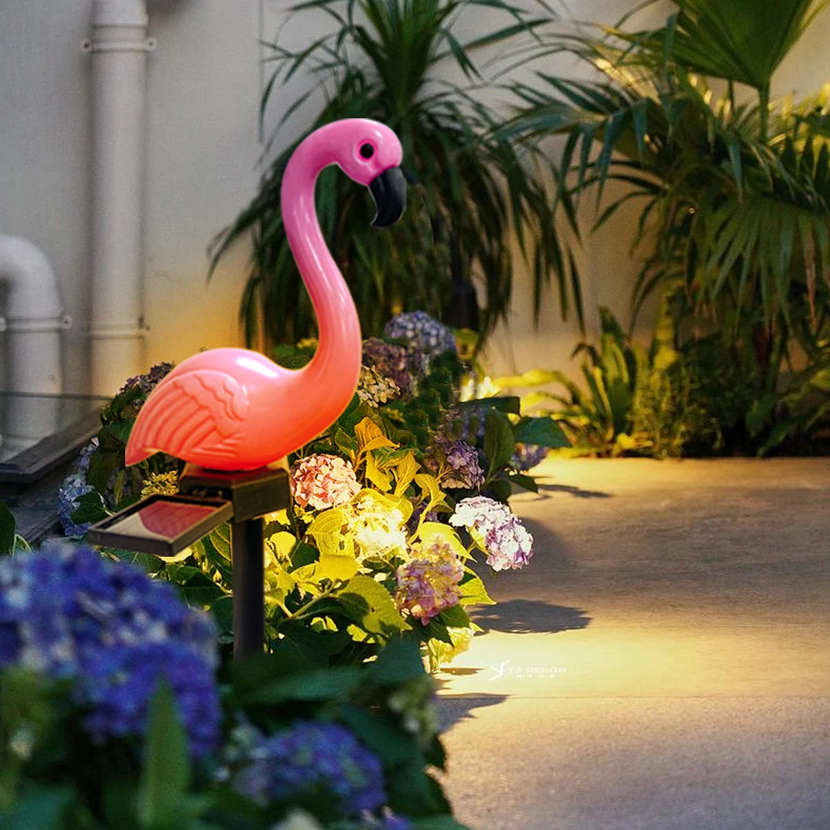 1pc Solar Powered Flamingo Garden Landscape Lights Lawn Decorative Path Lamp For Home Garden Summer Pool Wedding Decoration