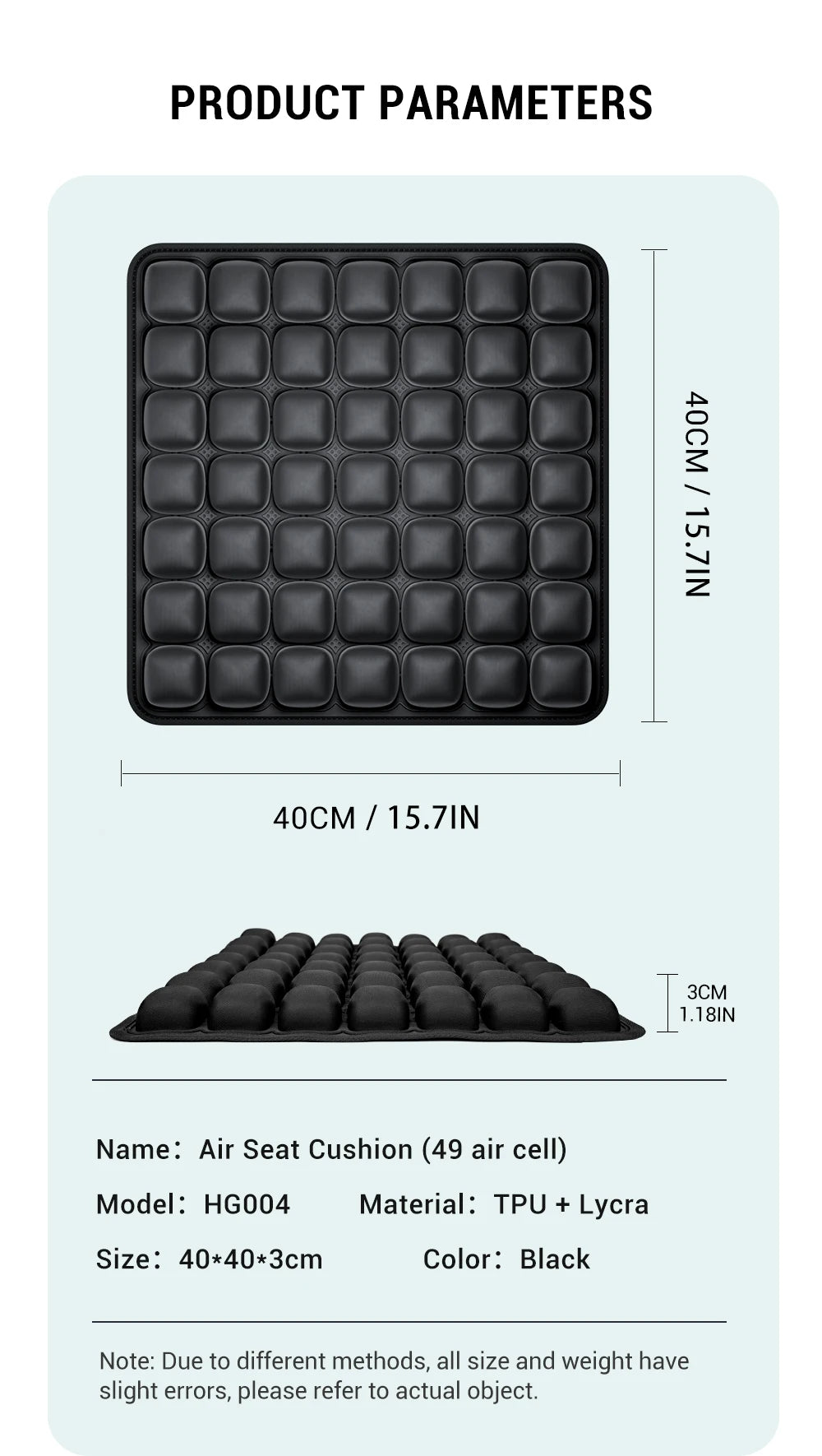 49-Cell Honeycomb Air Seat Cushion – Breathable Pressure Relief for Office, Home & Outdoor Use
