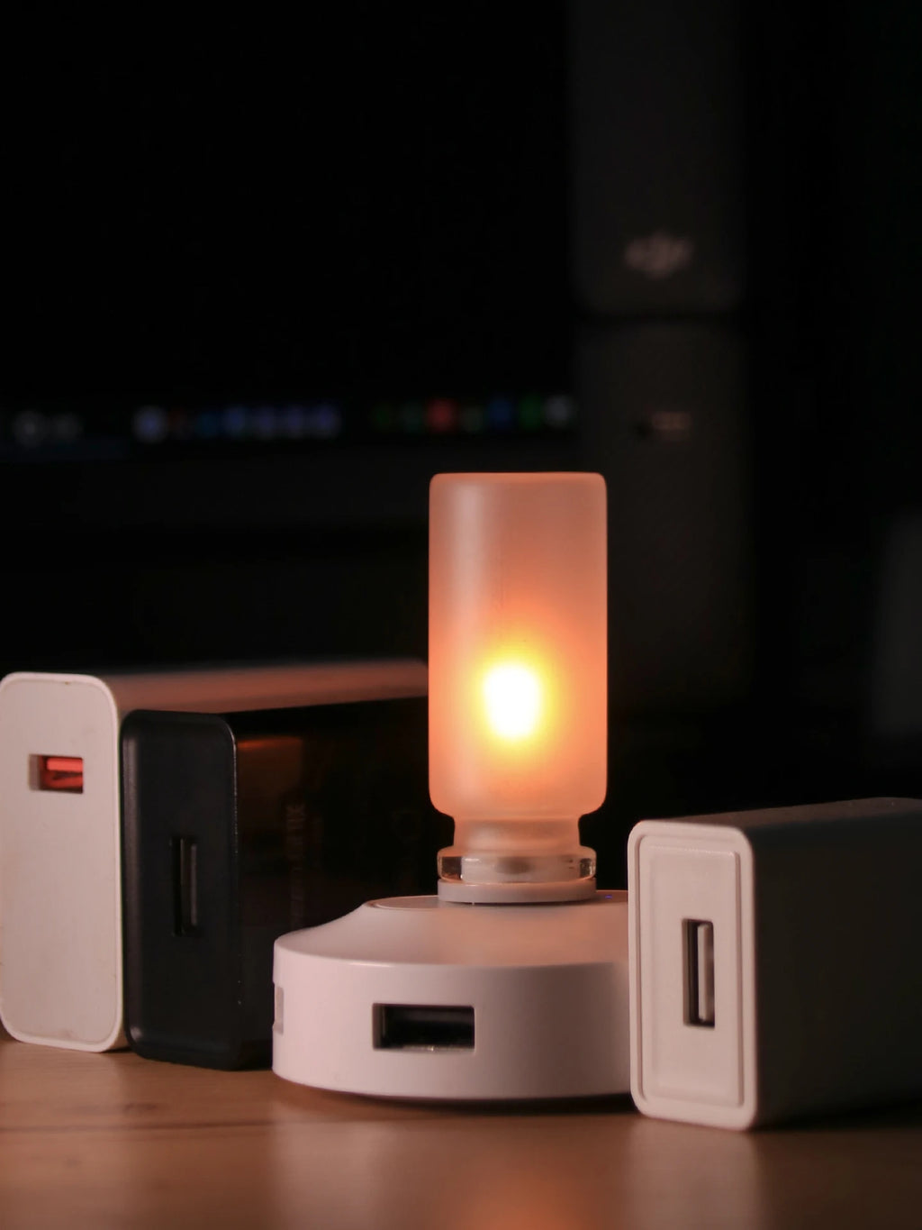 USB Flickering Flame LED Night Light – Clear or Frosted Glass