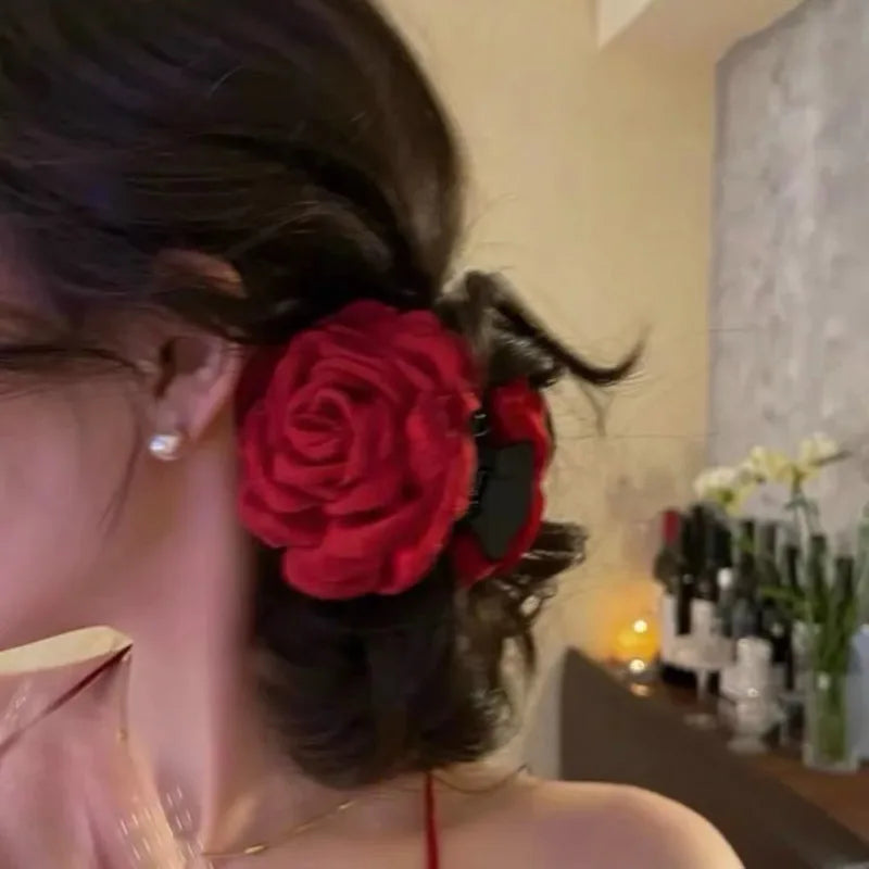 Französische Stoffrosenblüten-Haarspangen für Frauen und Mädchen, Haarspangen, Haarclips, Haaraccessoires, Geschenk