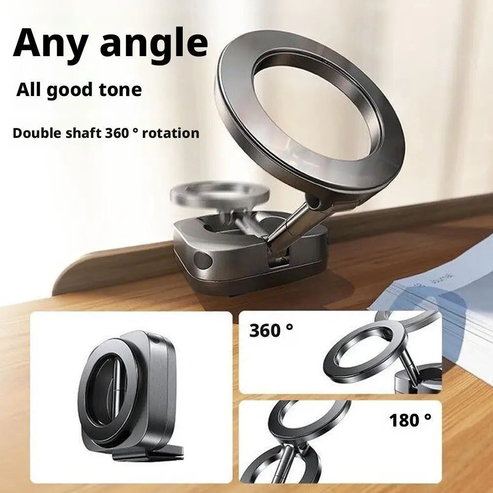 Magnetic Travel Phone Mount – Foldable Clip-On Holder with 360° Rotation