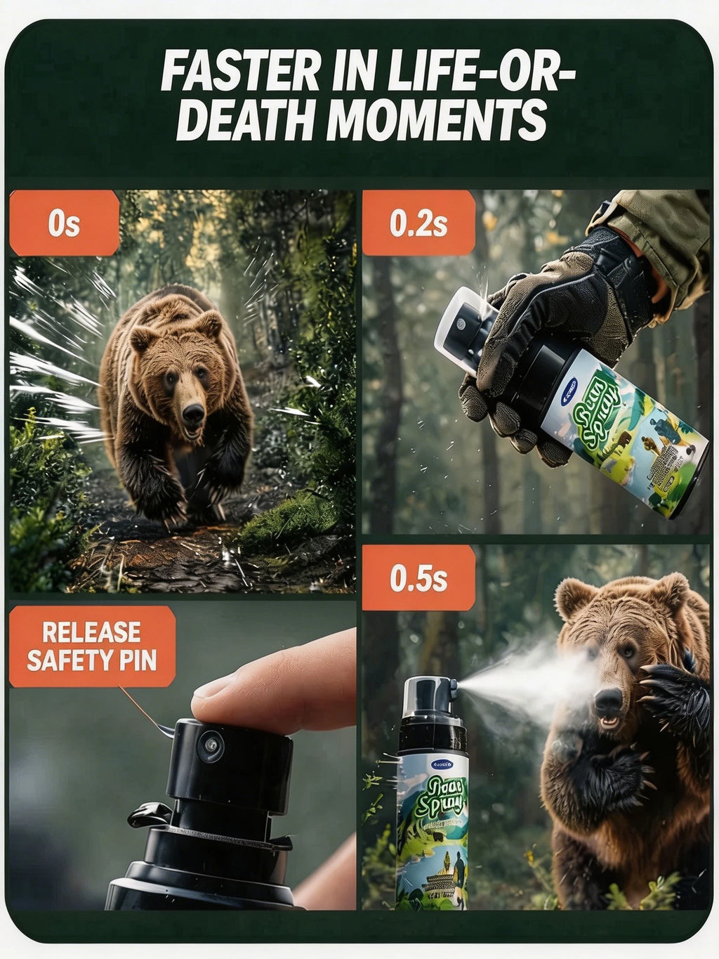 Wildlife Repellent Pepper Spray – 100ml Bear & Dog Deterrent, Safety Lock, Non-Lethal, Camping & Hiking Gear