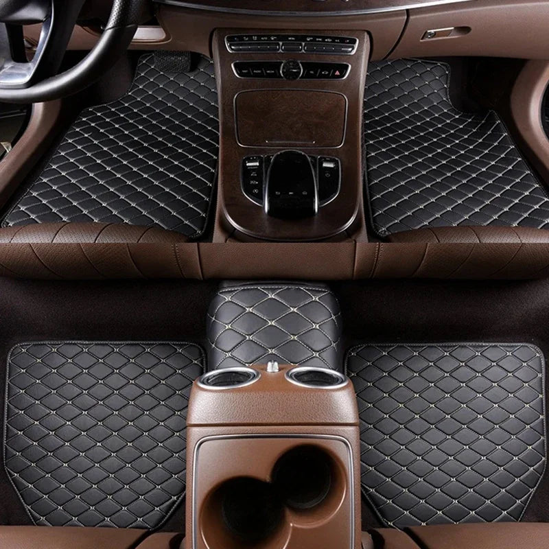 Diamond-Pattern Car Floor Mats – 5-Piece Set