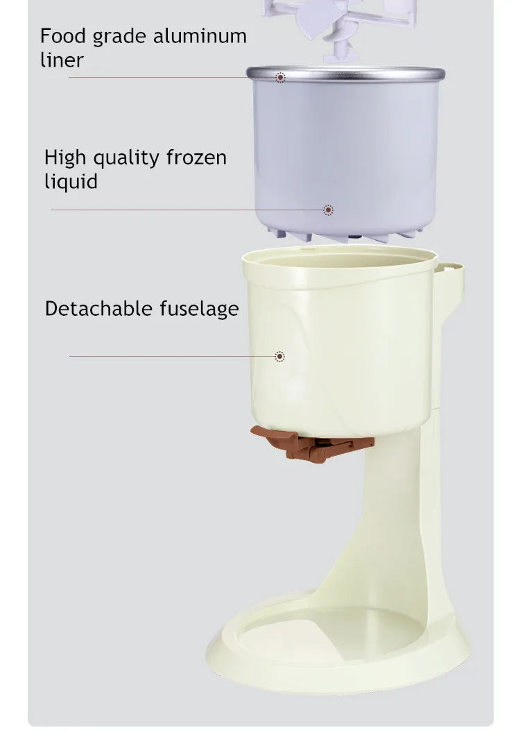 Mini Soft Ice Cream Machine – 1L Home Ice Cream Maker, Simple One-Button Operation, Makes ~8 Cones, CE Certified