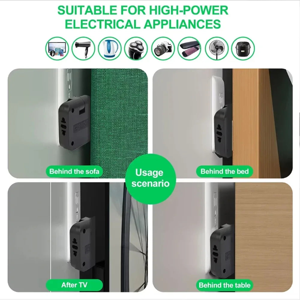 180° Rotating EU Plug Adapter with 2 AC Outlets & 2 USB Ports