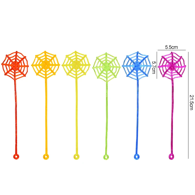 Stretchy Sticky Spider Web Toys – 10-Piece Random Color Pack