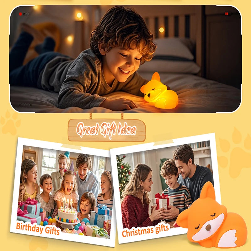 Rechargeable Fox Night Light – Tap Control & 20-Minute Timer