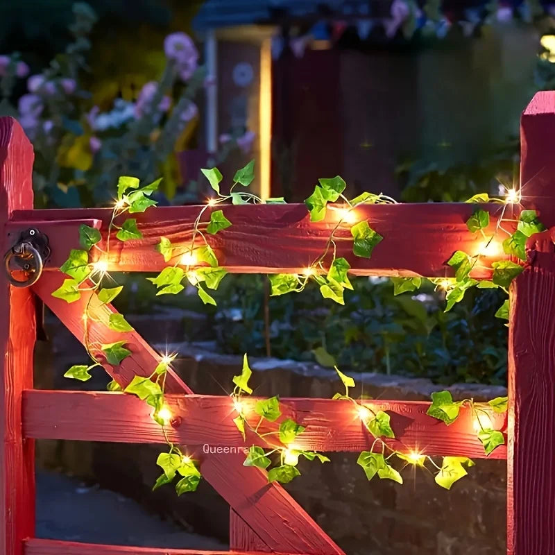 5M 50LED Rose Vine String Lights Solar Powered Artificial Flower Fairy Light for Garden Patio Bedroom Wedding Christmas Decor