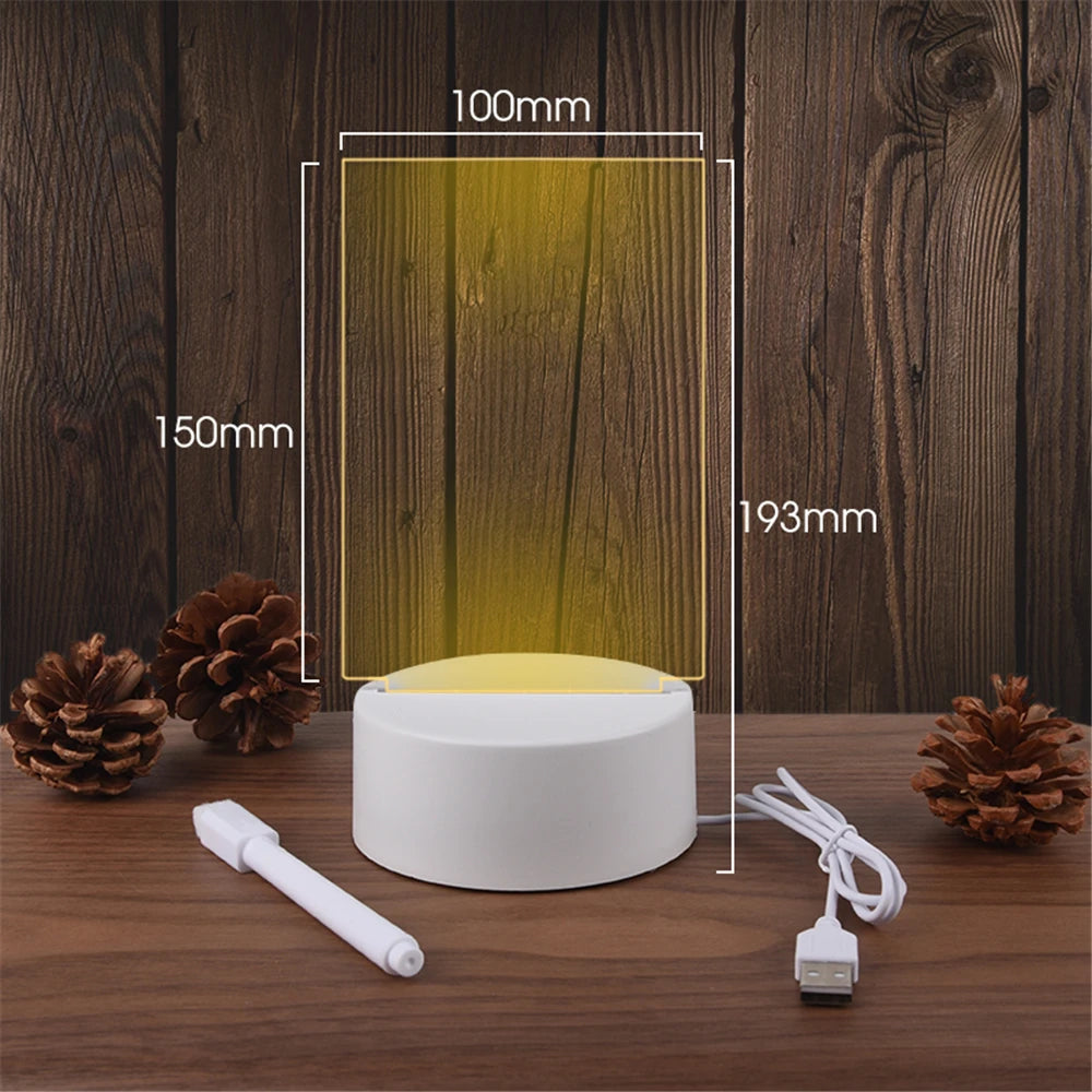 LED Acrylic Message Board – USB-Powered Warm White Light