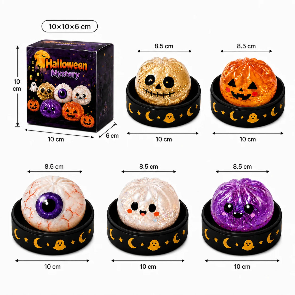 5.5cm/8.5cm Halloween ghost pinch music creative new squeeze decompression toy pinch decompression gift box set