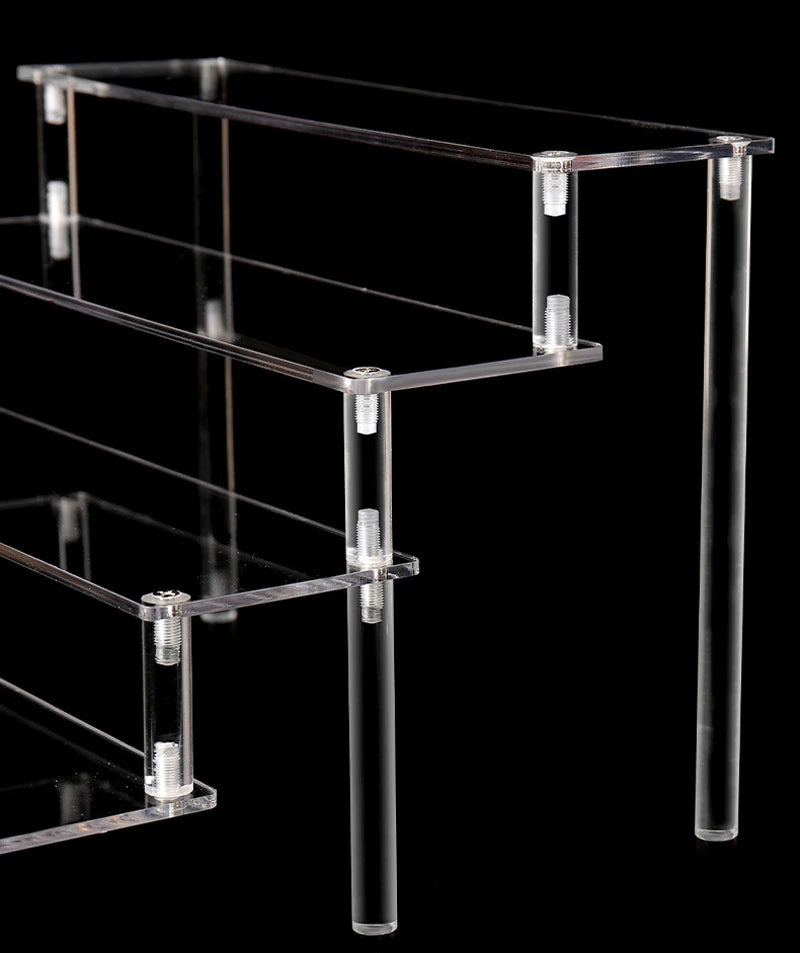 Clear Acrylic Display Stand – 1 to 4 Tier Riser Rack for Figures, Cupcakes, Perfume & Collectibles