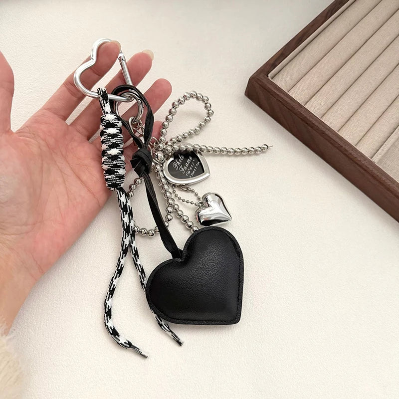 Bow & Heart Braided Bag Charm