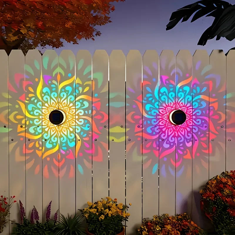 Solar Mandala Sonnenblumen Projektor Wandleuchte Außen Garten Dekoration Landschaftslicht für Terrasse Garten Anwesen Veranda Hof