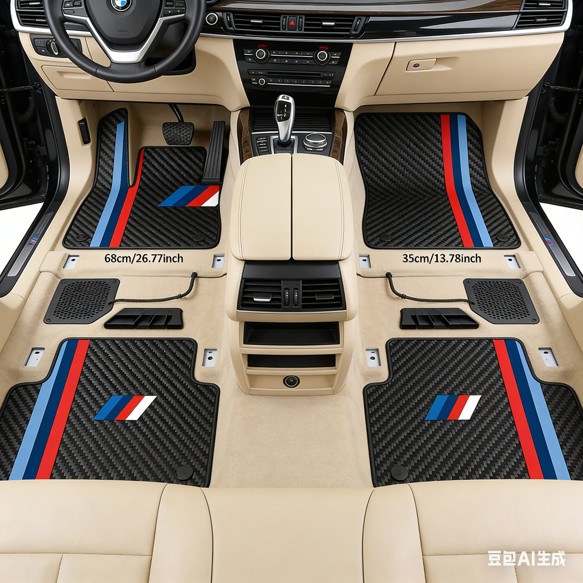 Sport-Stripe Car Floor Mats – 4-Piece Set