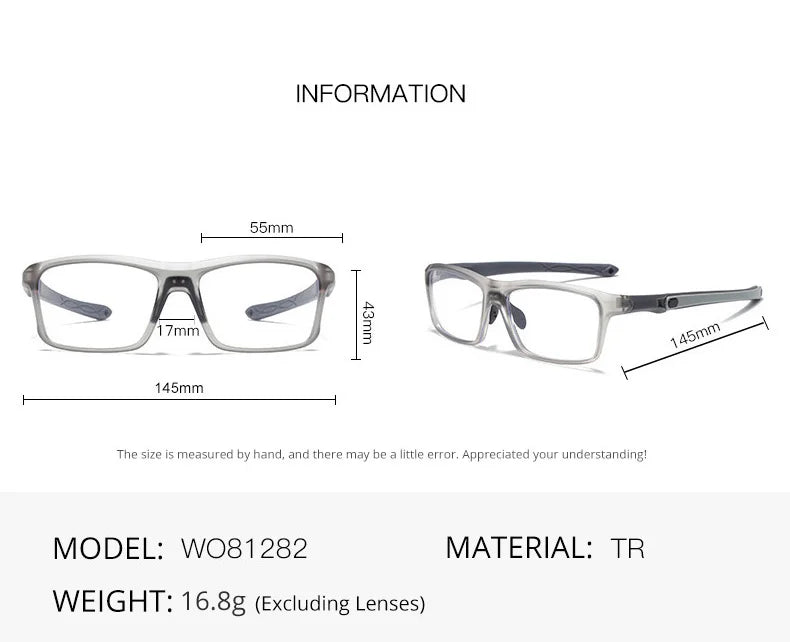 Gmei Optical TR90 Rectangular Sports-Style Eyeglass Frame