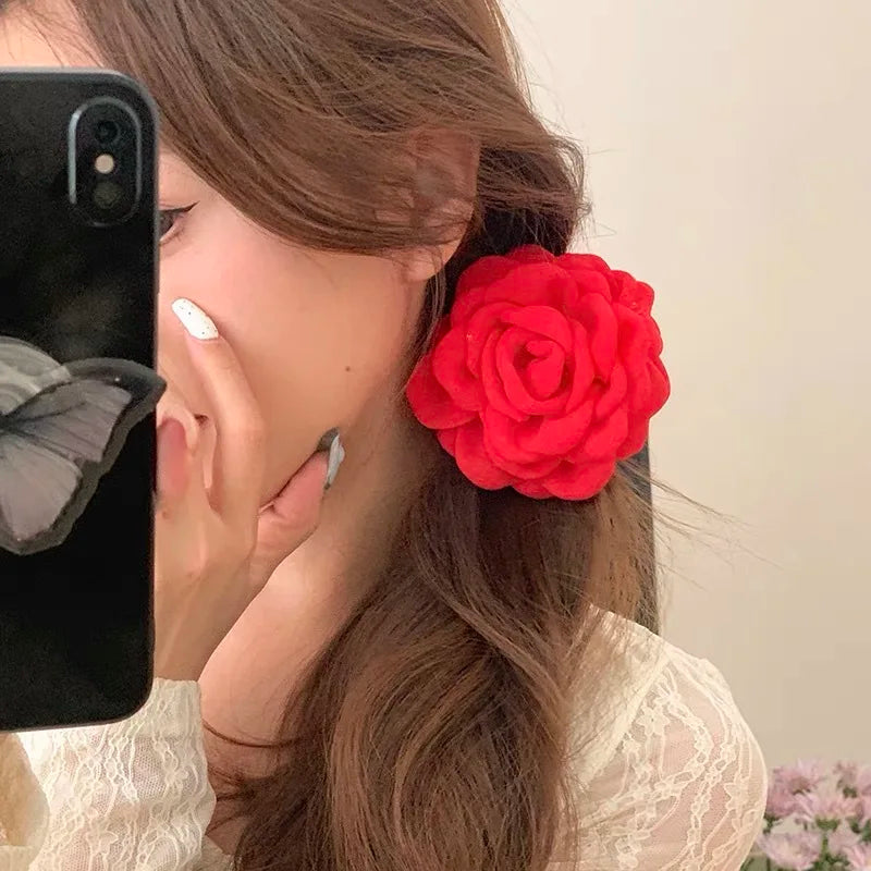 Französische Stoffrosenblüten-Haarspangen für Frauen und Mädchen, Haarspangen, Haarclips, Haaraccessoires, Geschenk