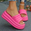 Fuchsia Chunky Plateau-Pantoletten Damen Sommer 2024 mit dicker Sohle Keilabsatz Sandalen für Damen Rutschfeste Outdoor Flip-Flops Mujer
