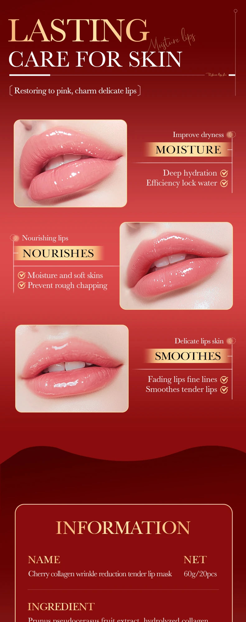 SADOER Moisturizing Lip Masks – 20 Count