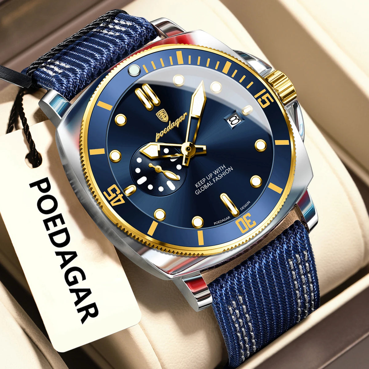POEDAGAR 873-NL Men’s Quartz Watch with Nylon Strap