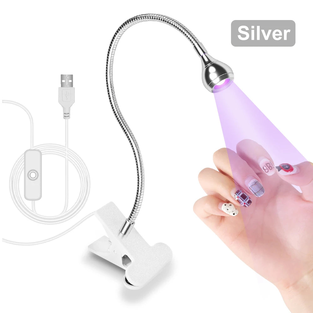 Clip-On Mini USB UV Nail Lamp – 3W LED, Portable Gel Dryer for Manicure & Salon