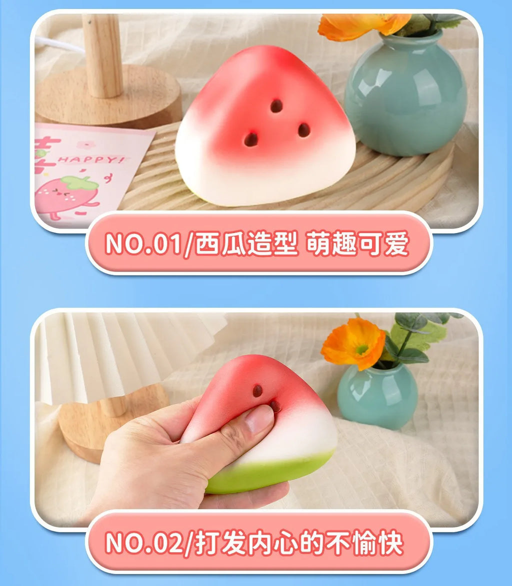 New Summer Ice Watermelon Squishy – Slow Rising Soft Wet Squeeze Stress Relief Fidget Toy, Cute Aesthetic Decor for Kids & Adult