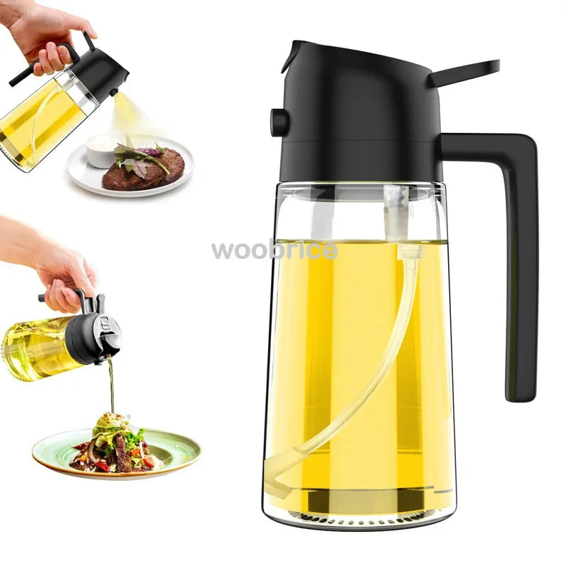 2-in-1 Cooking Oil Sprayer & Pourer – Bottle or Brush Options