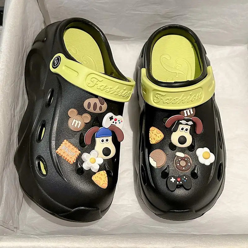 Luxus DIY Perlenkette Rutschfeste Clogs Damen Sommer 2026 Komfort Plateau Slip On Sandalen EVA Dicke Sohle Outdoor Hausschuhe