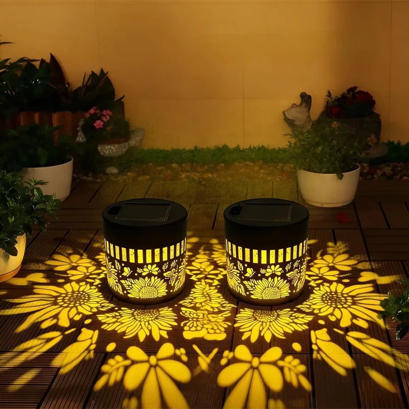 Solar Mandala Sonnenblumen Projektor Wandleuchte Außen Garten Dekoration Landschaftslicht für Terrasse Garten Anwesen Veranda Hof