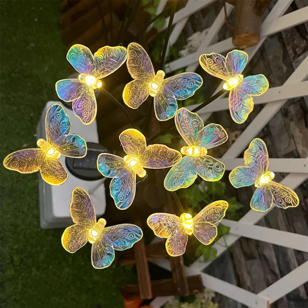 SolarLED ClearButterfly Flower Lights Waterproof Outdoor Garden Lawn Decor For Yard Camping Weddings Parties Festival Atmosphere