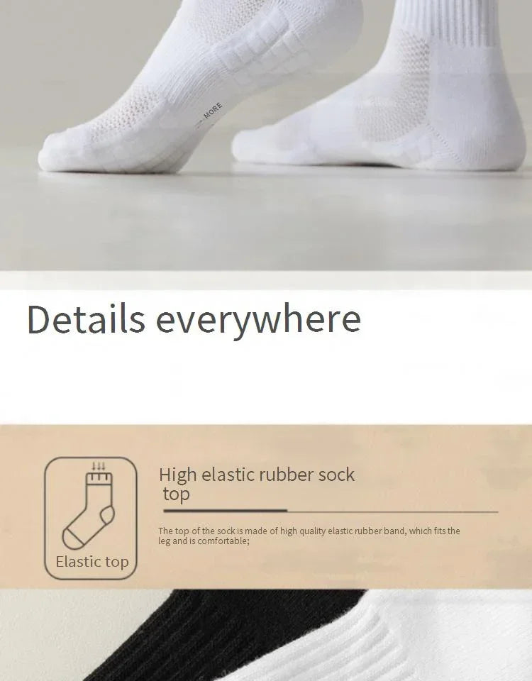 Men's Terry-Cushioned Sports Socks – 3 Heights, 1 or 4 Pairs