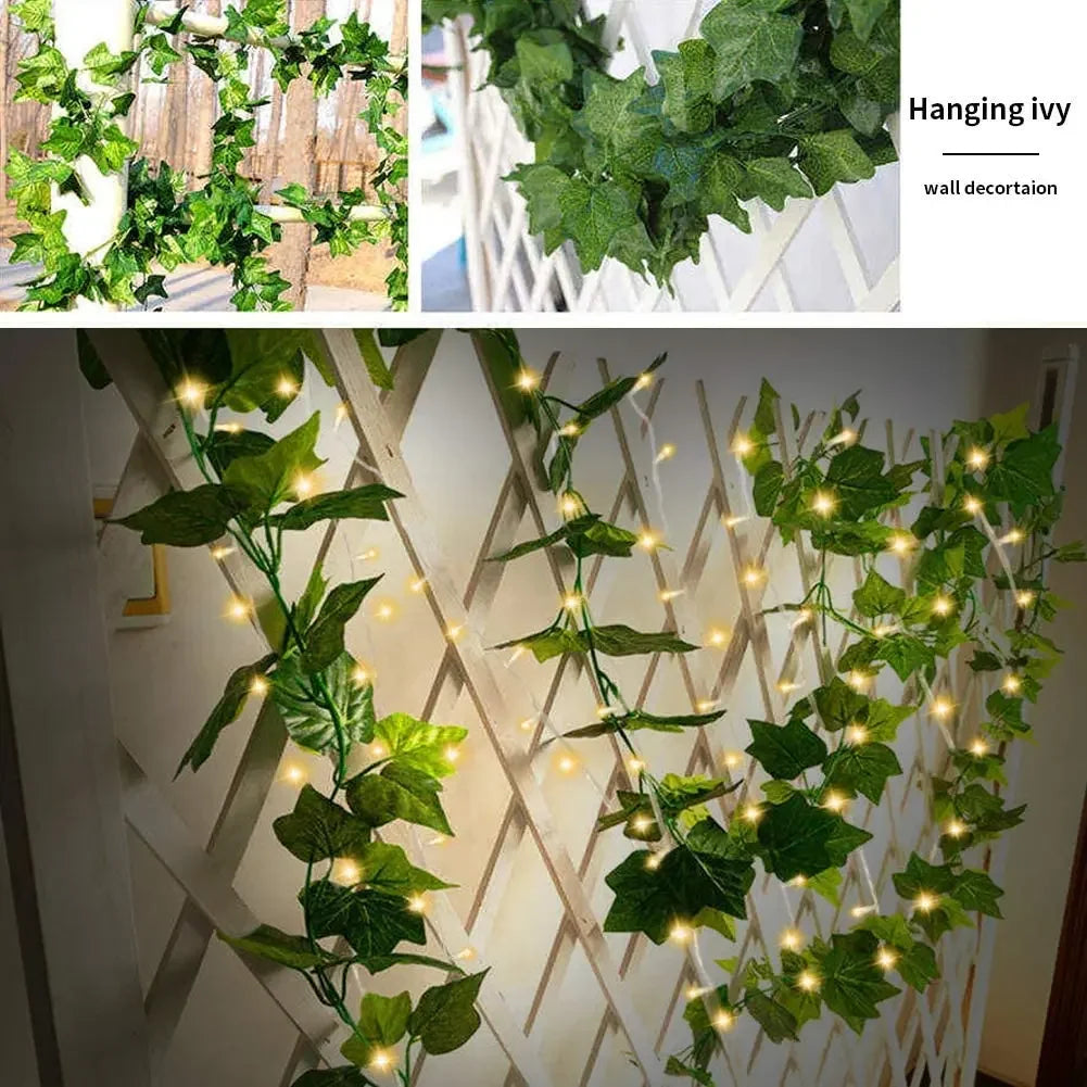 Solar String Light Artificial Leaf Flower Light Garland Decoration Outdoor Room Curtain Lamp Wedding Party Garden Solar Light