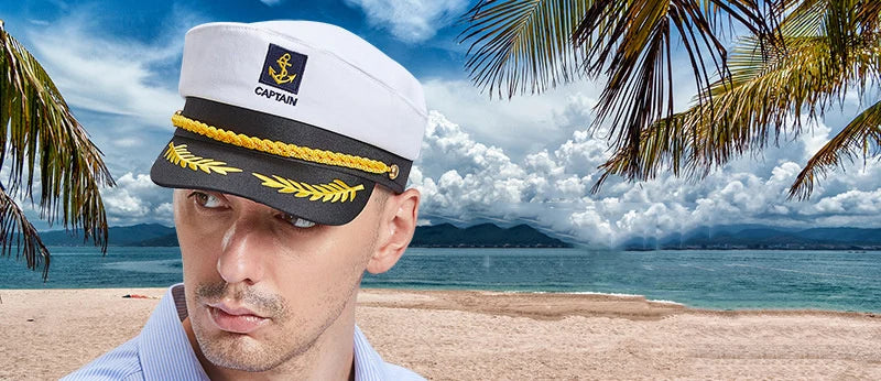 Captain's Yacht Hat – Adjustable, Gold Rope Trim, 3 Colors