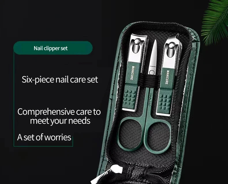 6-Piece Stainless Steel Nail Clipper Set – Precision Manicure & Pedicure Kit for Men & Women, Portable