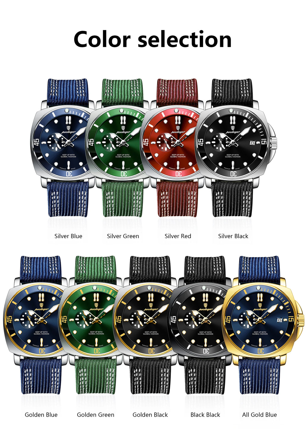 POEDAGAR 873-NL Men’s Quartz Watch with Nylon Strap