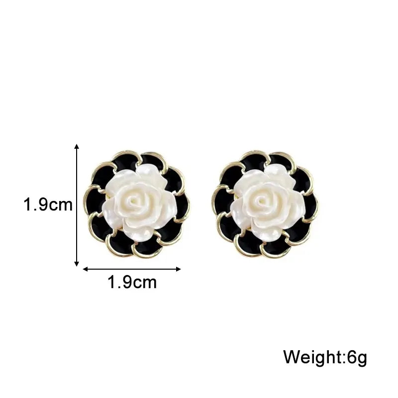 Pure White Women's Dangle Earrings Blooming Flower Acrylic Enamel Butterfly Imitation Pearl Heart Hanging Earrings Elegant Brinc